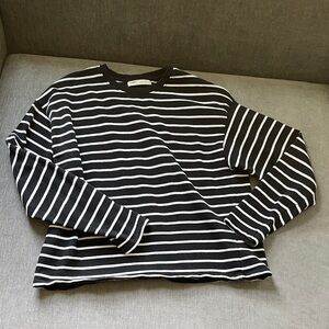 Pull&Bear longsleeve shirt thick cotton back and white striped size xs